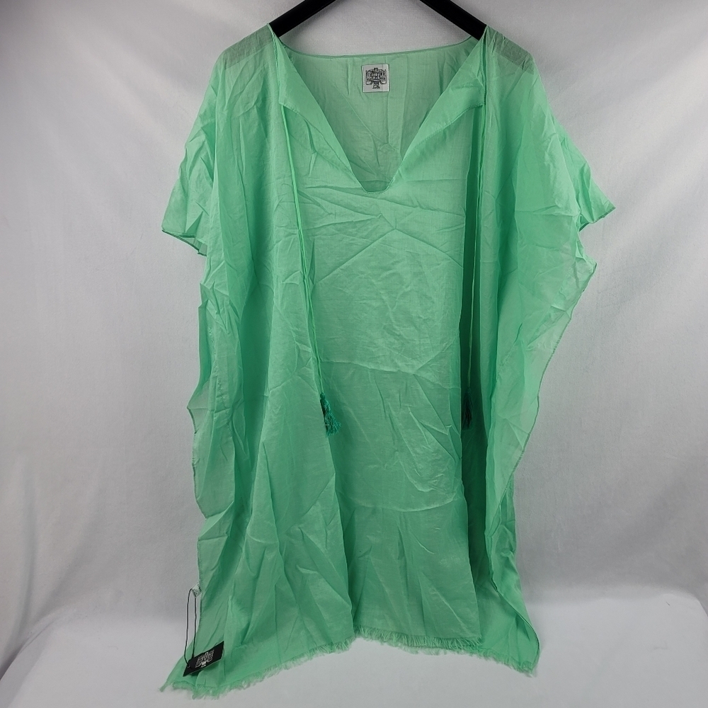 NWT Romi Como Swim mint fringe tassle coverup ponc